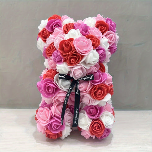 Charming Multicolor Rose Bear - Perfect for Valentine's Day